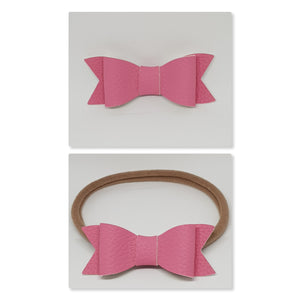 2.75 Inch Ivy Faux Leather Bow - Carnation Pink