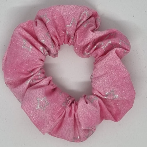 Scrunchies - Pink with Silver Stars