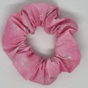 Scrunchies - Pink with Silver Stars