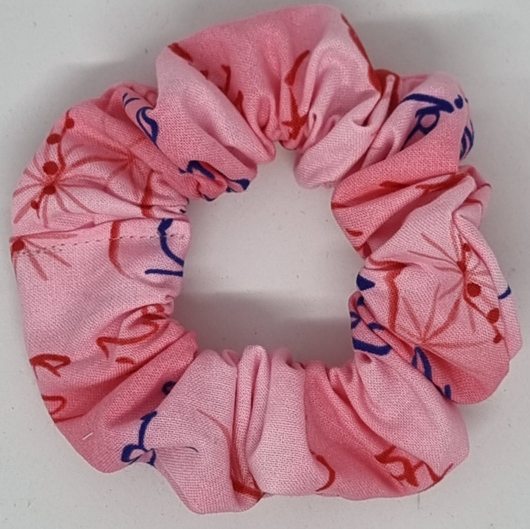 Scrunchies - Japanese Blossoms & Writing on Pink