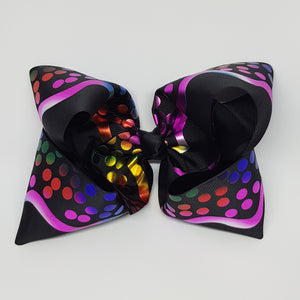 8 Inch Boutique Bow - Black with Foil Spots and Wave