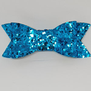 2.75 Inch Ivy Chunky Glitter Bow - Turquoise