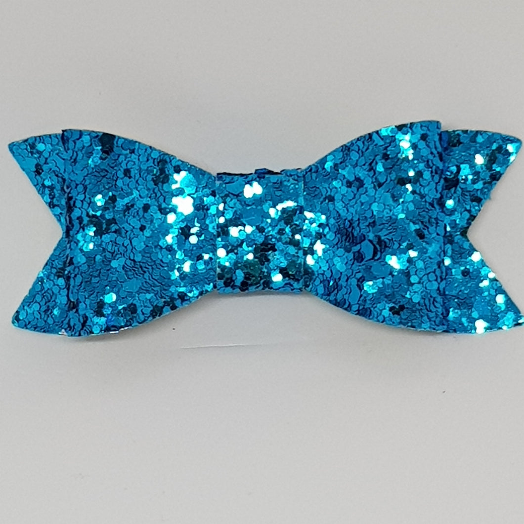 2.75 Inch Ivy Chunky Glitter Bow - Turquoise