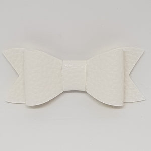 2.75 Inch Ivy Faux Leather Bow - White