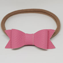 2.75 Inch Ivy Faux Leather Bow - Carnation Pink