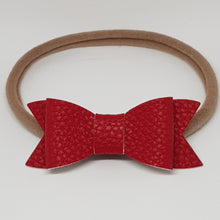 2.75 Inch Ivy Faux Leather Bow - Poppy Red