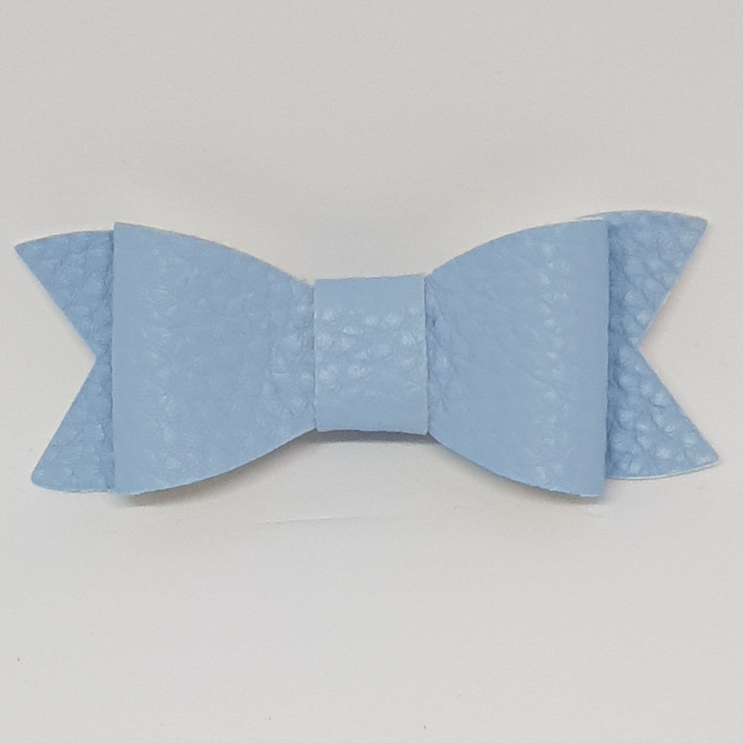 2.75 Inch Ivy Faux Leather Bow - Antique Blue