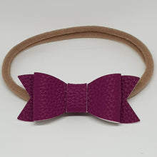 2.75 Inch Ivy Faux Leather Bow - Plum