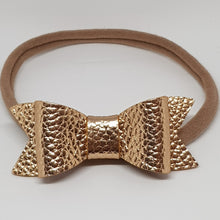 2.75 Inch Ivy Faux Leather Bow - Rose Gold