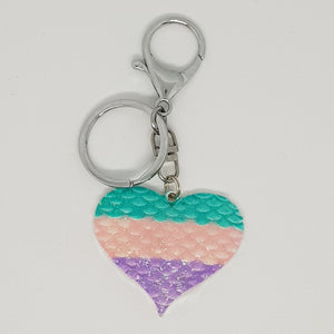 Key Ring / Bag Bling - Graduating Mermaid Scale Heart