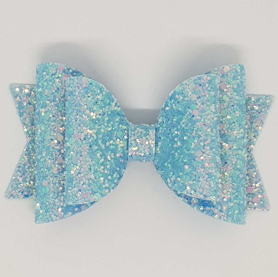 4.3 Inch Natalie Bow - Bluebell Frosted Glitter