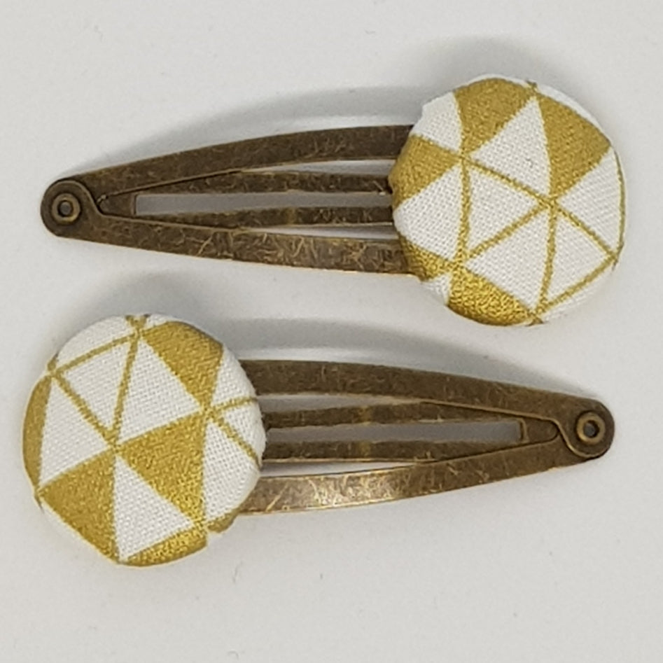 Large Button 5 cm Snap Clips - Gold Triangles