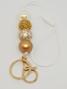 Bubblegum Bling Lanyard with Clip and Key Ring - Golden Girl