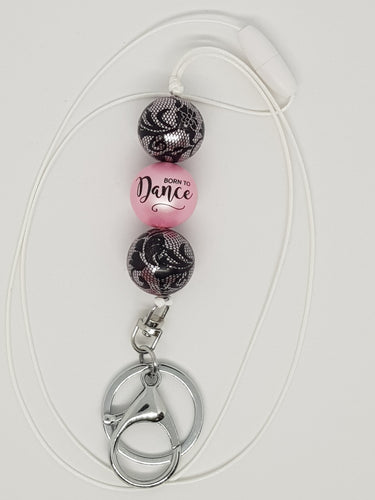 Bubblegum Bling Lanyard with Clip and Key Ring - Born to Dance