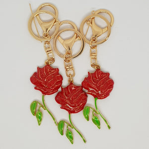 Key Ring / Bag Bling - Red Rose