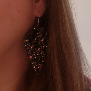 Large Leaf Earrings - Chunky Glitter