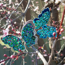 Double Fancy Butterfly Clip - Peacock