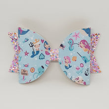 4.3 Inch Natalie Leatherette Bow - Mermaid Royalty