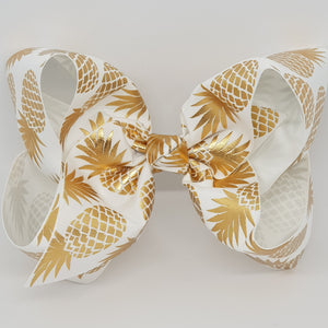 8 Inch Boutique Bow - Pineapple Gold Foil