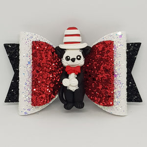 4.3 Inch Deluxe Natalie Bow - Cat in the Hat Inspired
