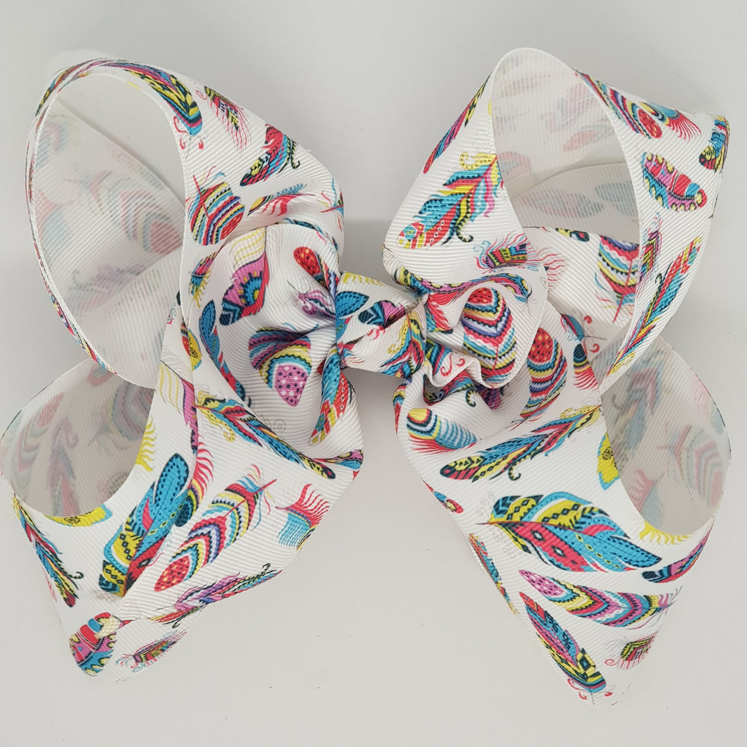 8 Inch Boutique Bow - Feathers