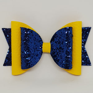 4.3 Inch Natalie Bow - Navy & Yellow