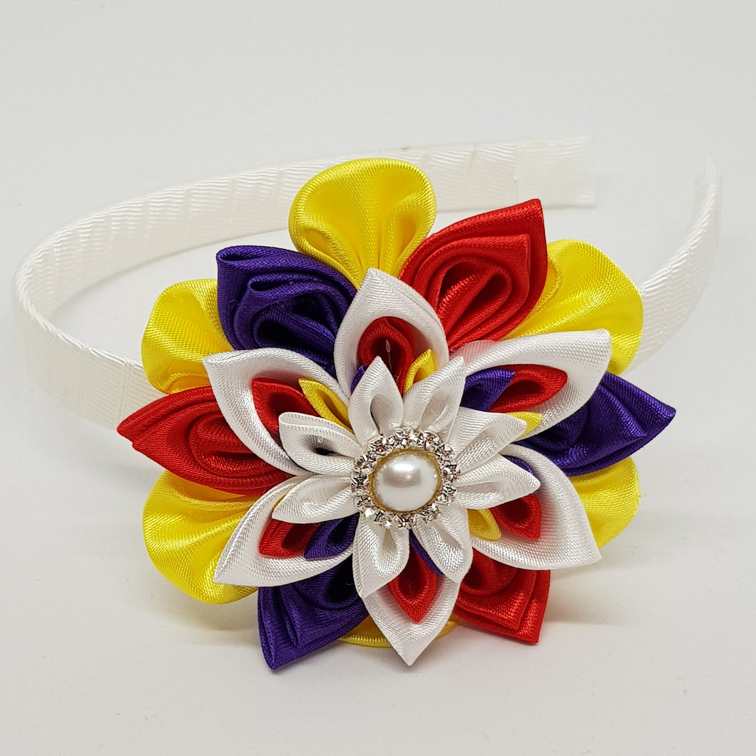 Kanzashi Large Double Layer Flower on Wrapped Headband