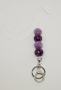 Bubblegum Bling Lanyard with Clip and Key Ring - Damask Swirl Bling