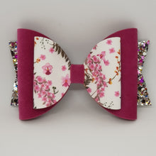 4.3 Inch Natalie Bow - Raspberry Floral with Velvet & Berry Glitters
