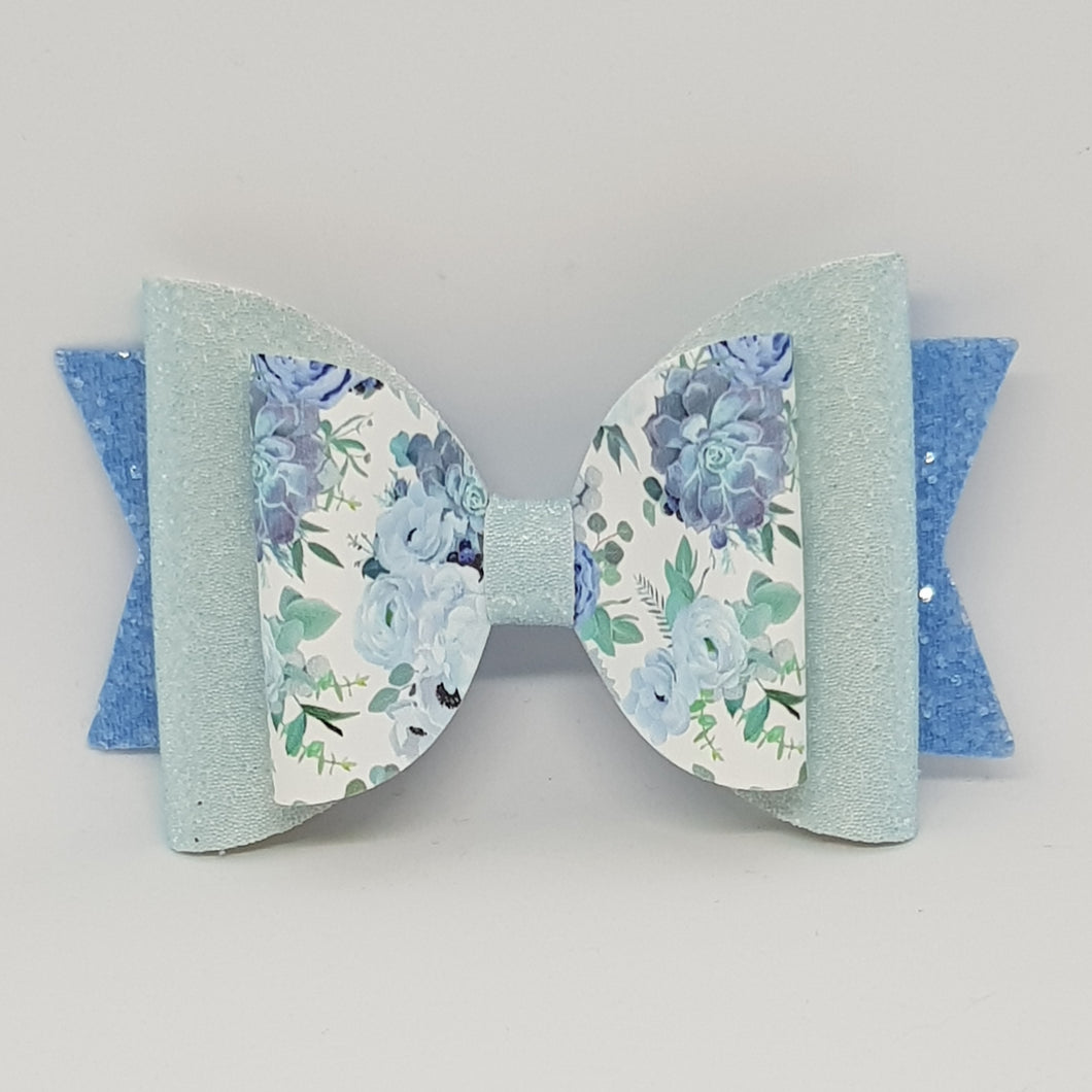 4.3 Inch Natalie Bow - Blooms in Blue