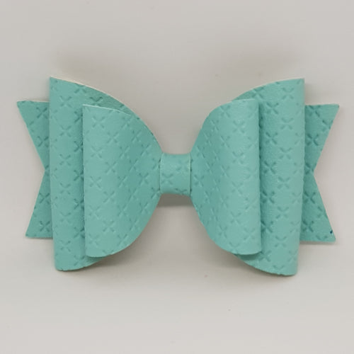 4.3 Inch Natalie Bow - Nile Blue Embossed Cross Stitch