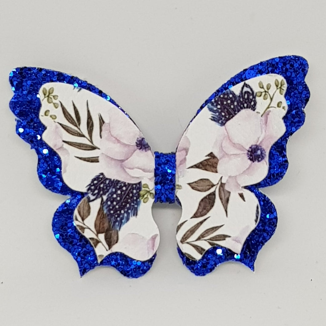 Double Fancy Butterfly Clip - Feathered Blossoms