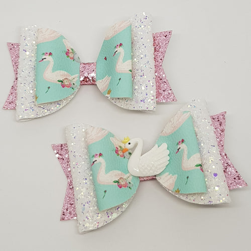 4.3 Inch Natalie Bow - Floral Swans