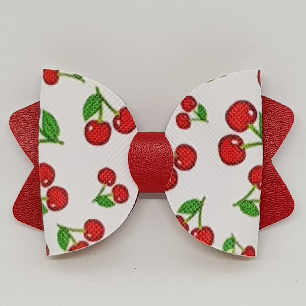 4.25 Inch Ava Leatherette Bow - Cherry
