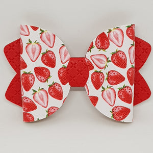 4.25 Inch Ava Leatherette Bow - Strawberry