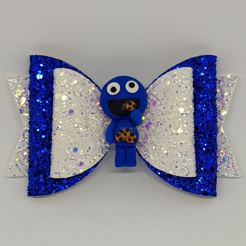4.3 Inch Deluxe Natalie Bow - Sesame Cookie Monster Inspired