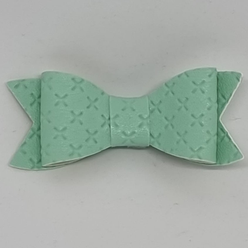 2.75 Inch Ivy Embossed Cross Stitch Bows - Blues