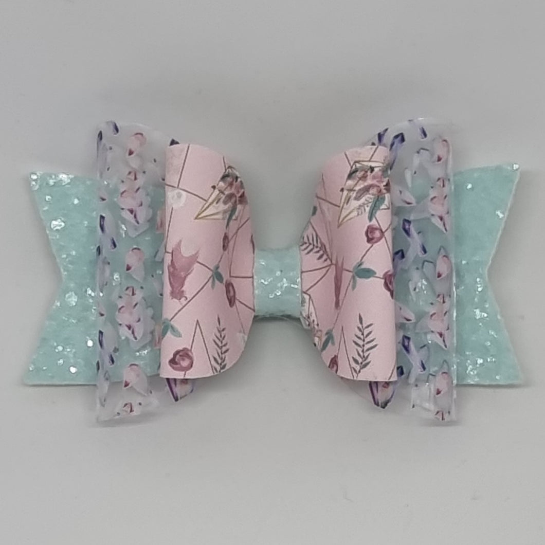 4.3 Inch Natalie Bow - Diamonds & Feathers