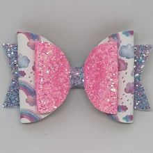 4.3 Inch Natalie Bow - Bright Rainbows & Clouds