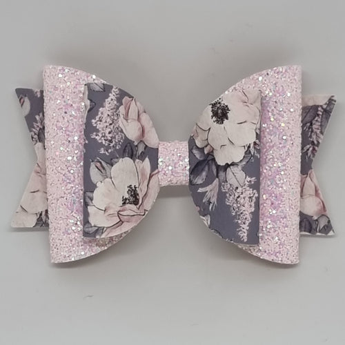 4.3 Inch Natalie Bow - Roses on Grey