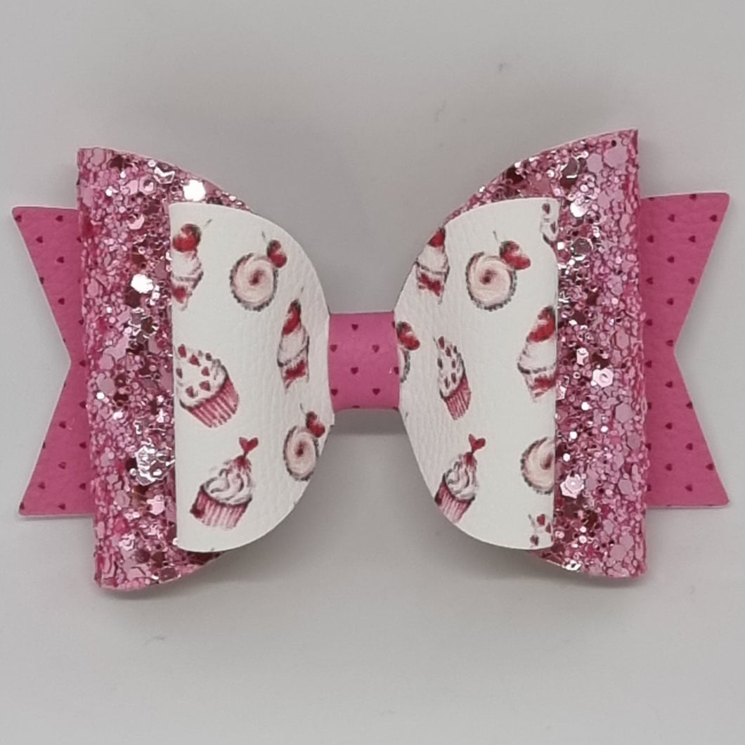 4.3 Inch Natalie Bow - Pink Cupcakes