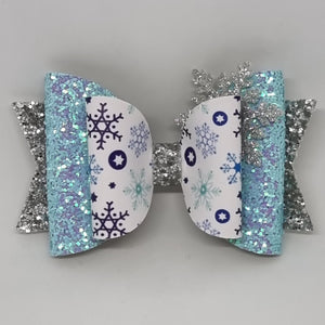 4.3 Inch Deluxe Natalie Bow - Frozen Snowflakes
