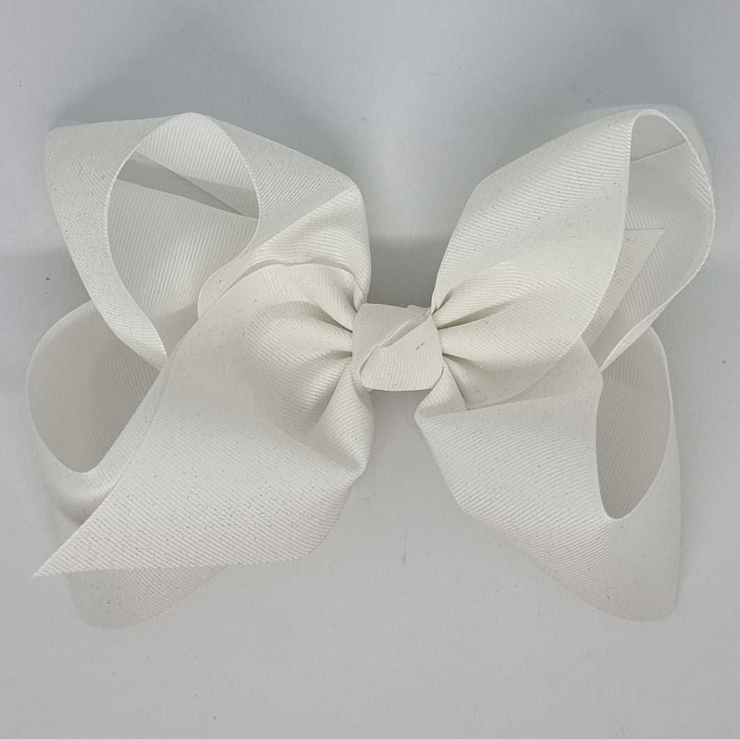 8 Inch Boutique Bow - Sublimated Glitter White