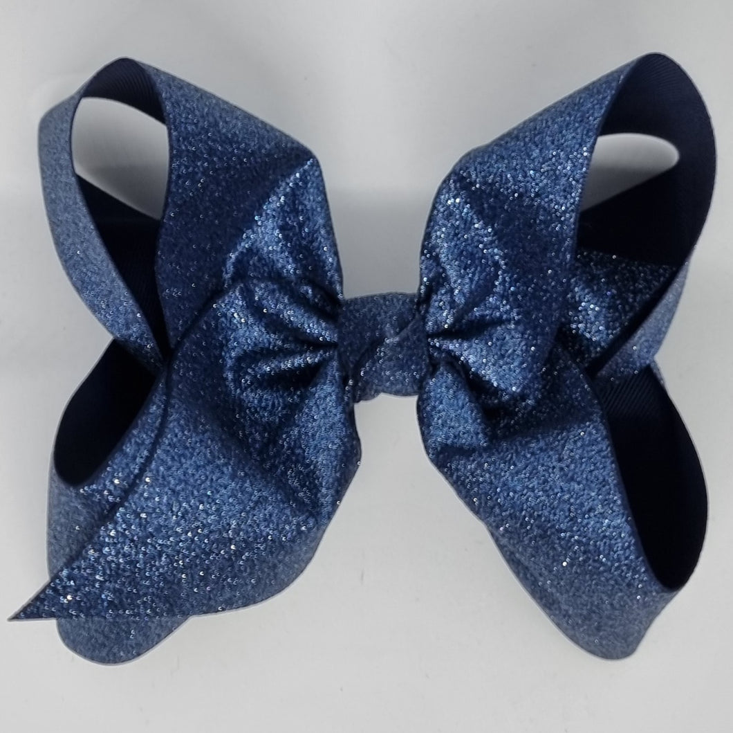 8 Inch Boutique Bow - Sublimated Glitter Rose Navy
