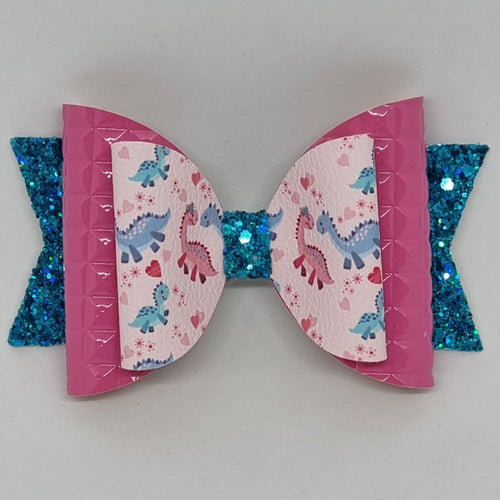 4.3 Inch Natalie Bow - Dinosaurs Pink & Blue