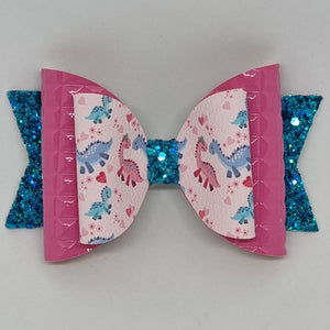 4.3 Inch Natalie Bow - Dinosaurs Pink & Blue