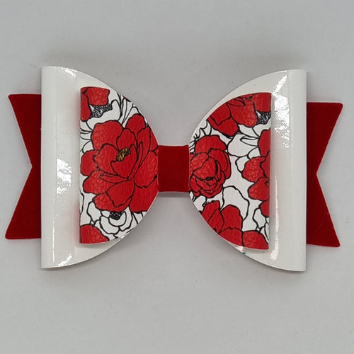 4.3 Inch Natalie Bow - Bold Red Roses