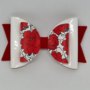 4.3 Inch Natalie Bow - Bold Red Roses