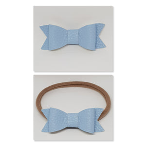 2.75 Inch Ivy Faux Leather Bow - Antique Blue