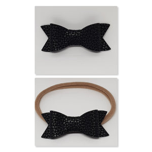 2.75 Inch Ivy Faux Leather Bow - Black